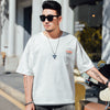 Large size men's summer new minimalist wild loose half sleeve T-shirt plus fertilizer increase fat tide card fat short sleeves