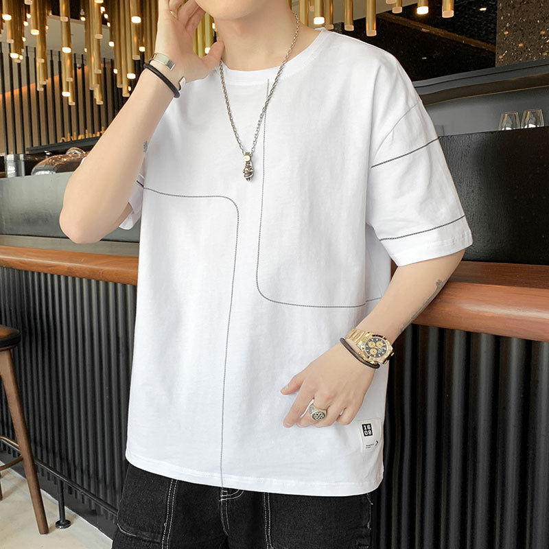 Short-sleeved T-shirt men's tide card summer 2021 new half-sleeved loose trend wild handsome clothes men's suit