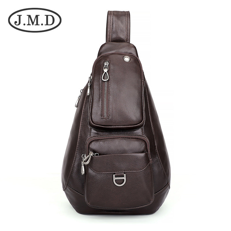 Jiameida leather chest bag male trend Messenger bag men's bag leather outdoor casual large capacity bag 4025