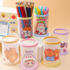 Cartoon creative round folding pen holder Small fresh INS stationery storage pen barrel student office desk sash box