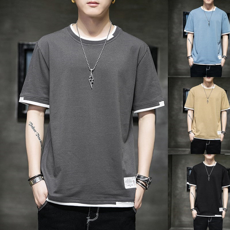 Xinjiang cotton T-shirt cotton T-shirt men's summer new short-sleeved T-shirt students Hong Kong wind body men's round neck Xiachao brand