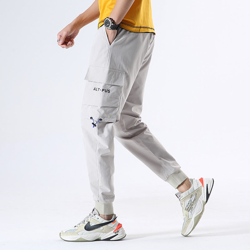 2021 autumn men's casual pants fashion trend workshop casual bucket men's trousers loose sports pants male