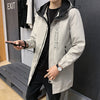 2021 autumn long windbreaker men's new men's jacket casual men's coat large size increase the tide