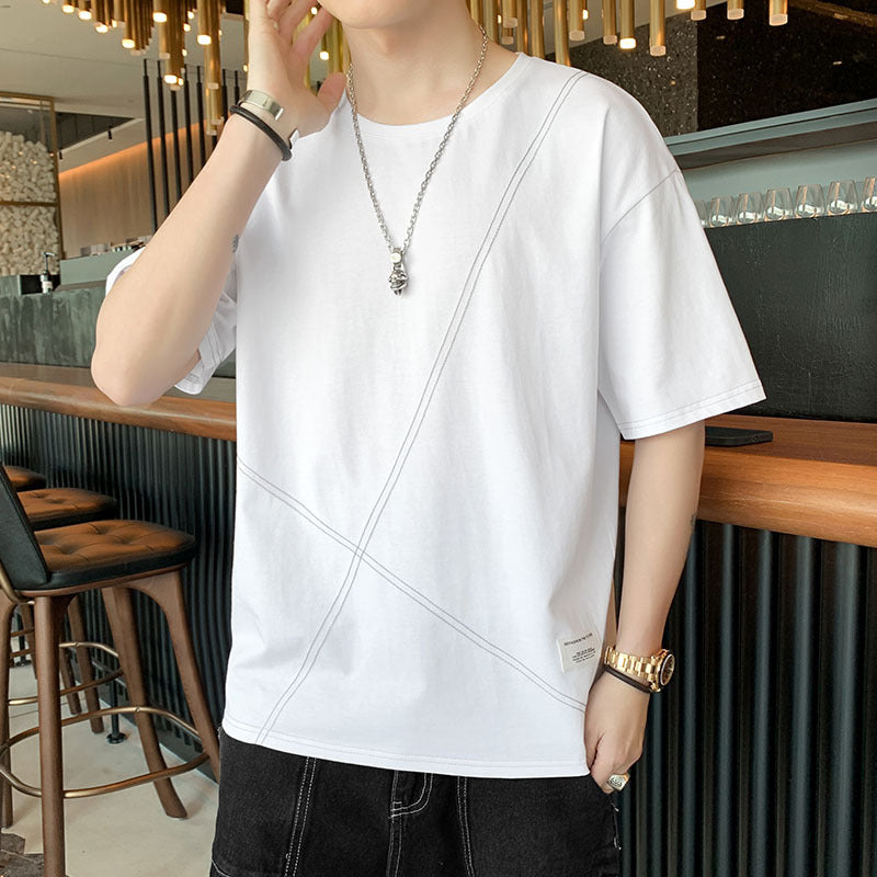 Short-sleeved T-shirt men's tide card summer 2021 new half-sleeved loose trend wild handsome clothes men's suit