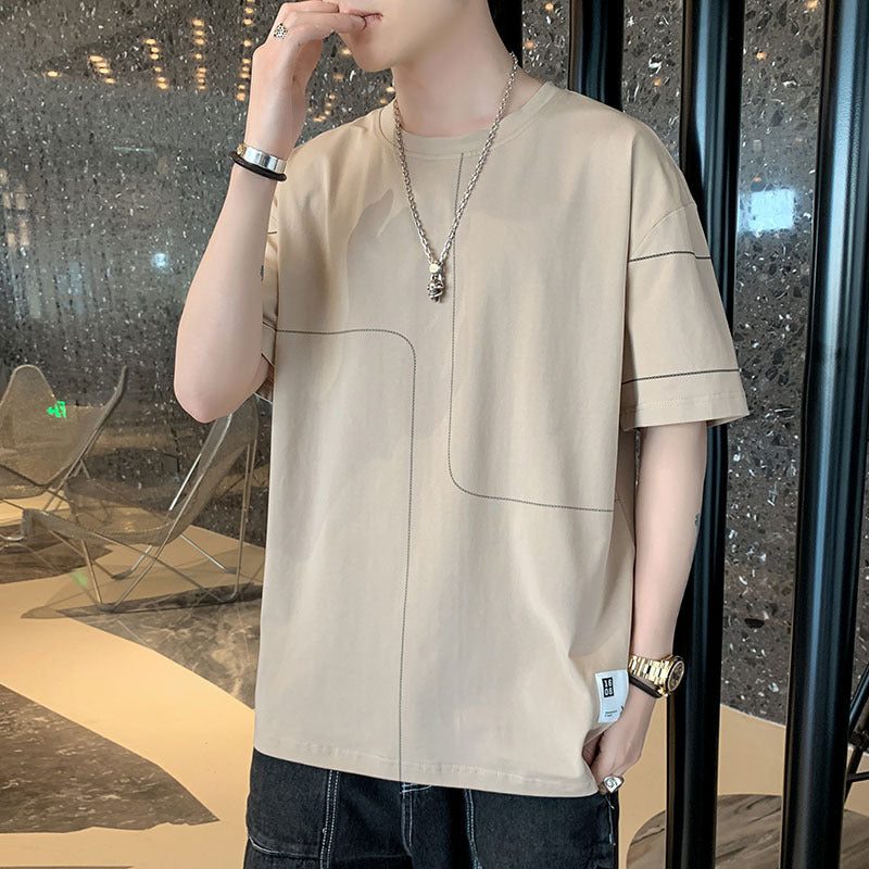 Short-sleeved T-shirt men's tide card summer 2021 new half-sleeved loose trend wild handsome clothes men's suit