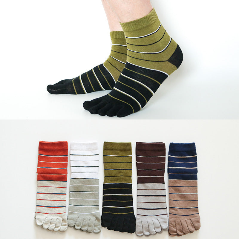 Five finger socks, cotton lines, four seasons, anti-absorbent, breathable sports, autumn, winter tube men, toe socks wholesale