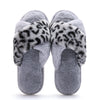 New cross-border home leopard cross gross slippers female European and American INS wind profile plush floor cotton slippers female