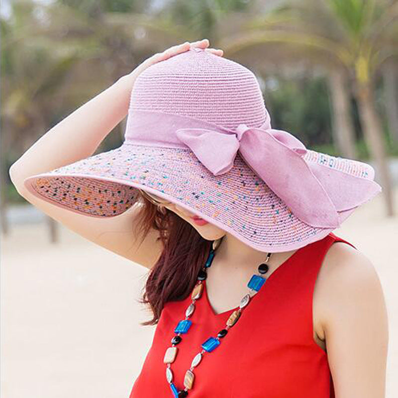 Manufacturers sell big brim hat shade straw hat female summer foldable sunscreen sun hat travel seaside vacation beach hat