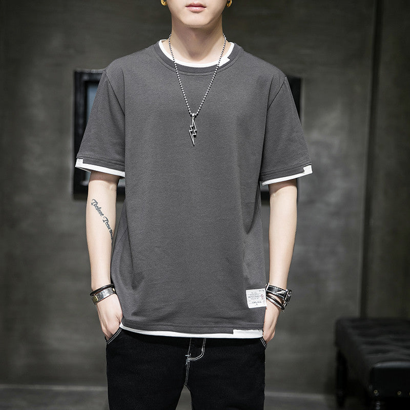 Xinjiang cotton T-shirt cotton T-shirt men's summer new short-sleeved T-shirt students Hong Kong wind body men's round neck Xiachao brand