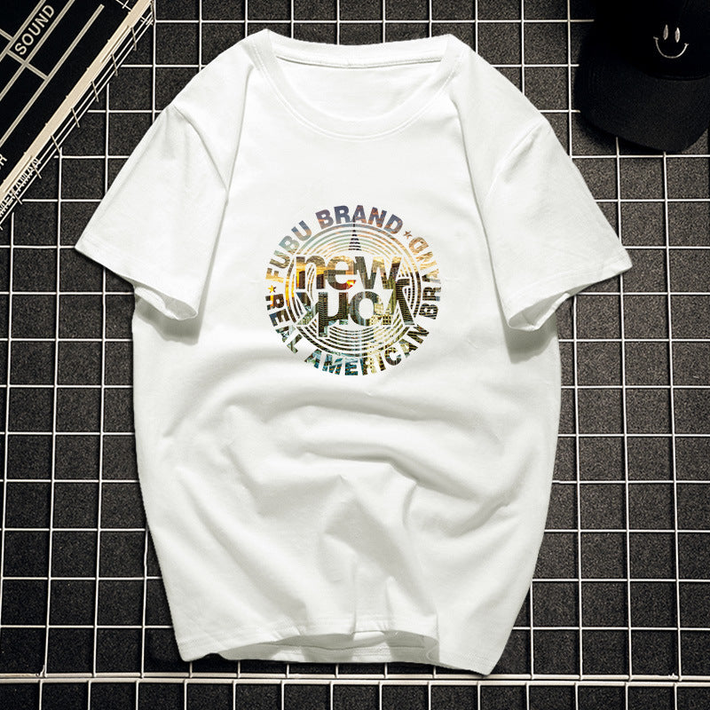 Xinjiang cotton T-shirt cotton T-shirt men's summer new short-sleeved T-shirt students Hong Kong wind body men's round neck Xiachao brand