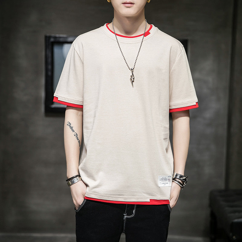 Xinjiang cotton T-shirt cotton T-shirt men's summer new short-sleeved T-shirt students Hong Kong wind body men's round neck Xiachao brand