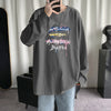 Round neck big size long-sleeved T-shirt male Hong Kong wind doodle cotton T-shirt teen spring and autumn new loose INS wind shirt