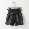 New girls' fashion fashion Korean casual shorts children's fashionable foreign style PU leather shorts tide (with belt)