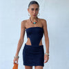 Hollow-out tube top knitted skirt tight-fitting hollowed-out backless 2022 spring and summer new European and American wrap chest sexy dress