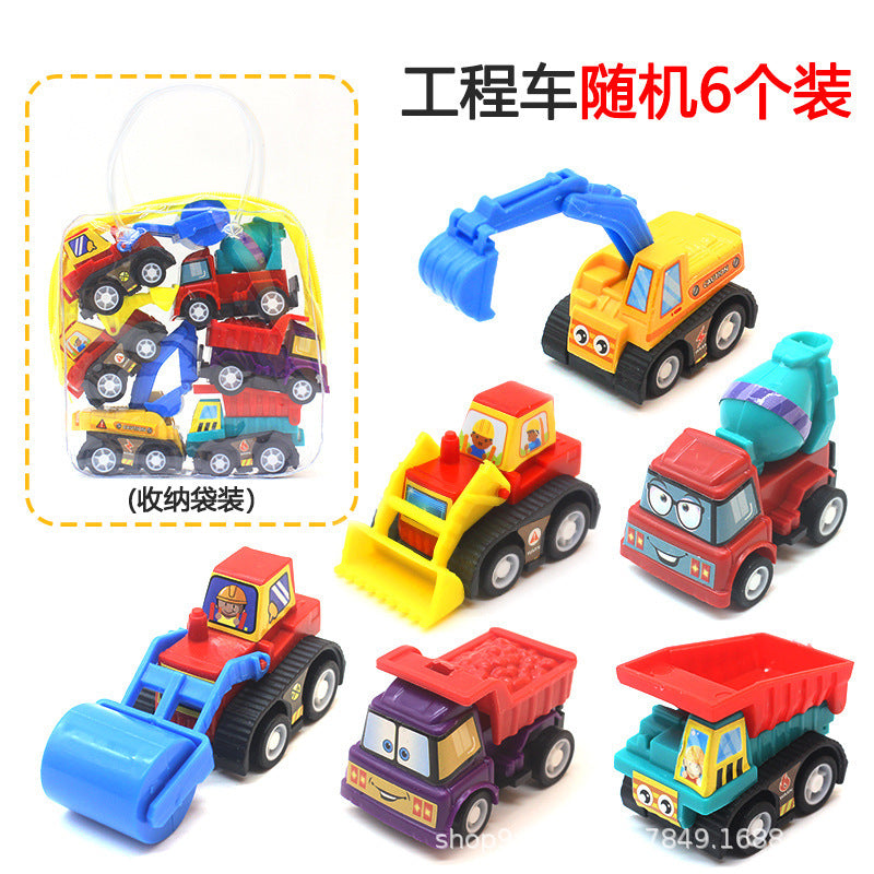 Mini retraining trolley children q version toy car baby boy baby engineering vehicle 6 set excavator plane