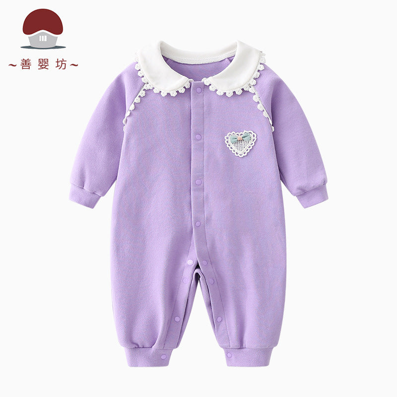 Baby suede spring and autumn cotton A category spring female baby clothes 8 male 7 haha two months 6 months romper