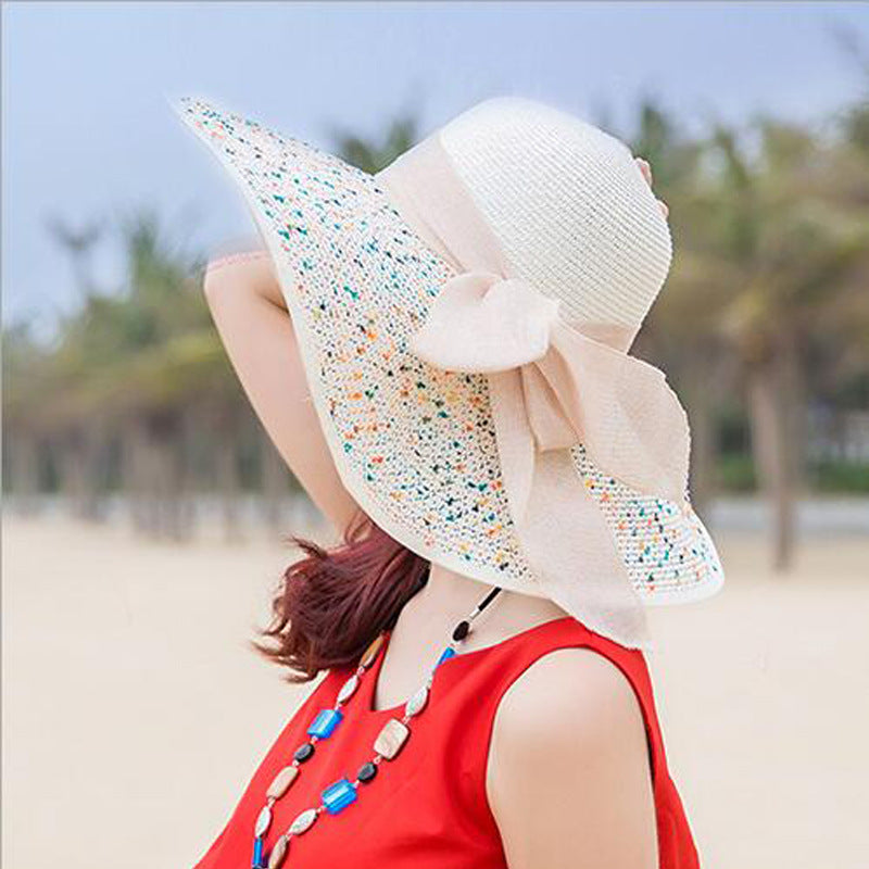 Manufacturers sell big brim hat shade straw hat female summer foldable sunscreen sun hat travel seaside vacation beach hat