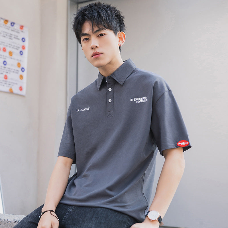 Polo shirt short sleeve T-shirt men's new tide card clothing half sleeve bottoming shirt men's loose shoulder casual body shirt