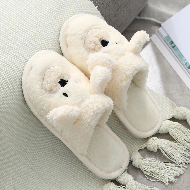 Winter cotton slippers female cute bear cotton shoes cartoon men couple home non-slip plush warm slippers wholesale