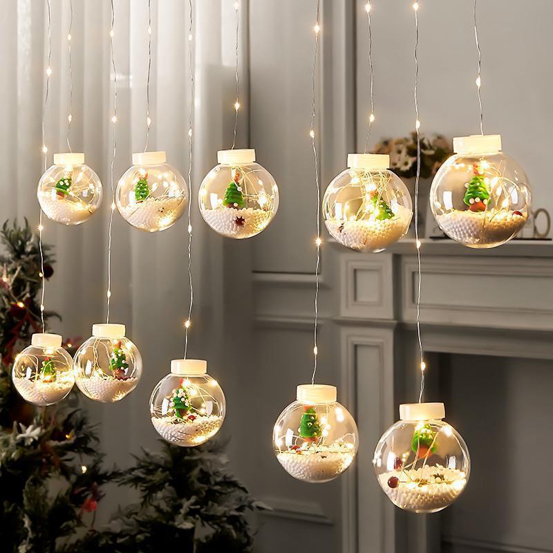 LED copper wire lamp curtain light Christmas wishing ball old man snowman Christmas tree window holiday decoration round ball lamp string