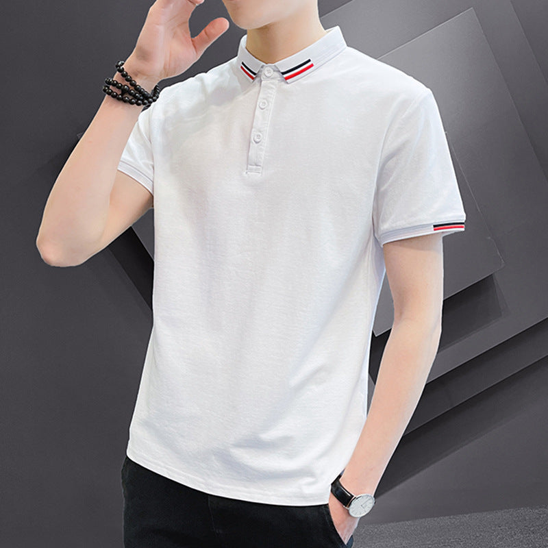 2021 summer new polo shirt men's short-sleeved casual men's solid color lapel advertising shirt youth sleeve clothes