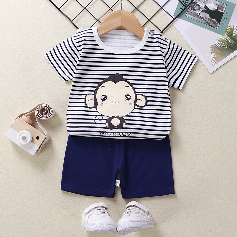 Children's summer suit cotton new baby short-sleeved shorts boys clothes 2021 girls baby suit