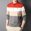 Men's polo shirt spring and autumn youth Korean cotton long sleeve T-shirt men's fashion casual loose striped men's clothing tide