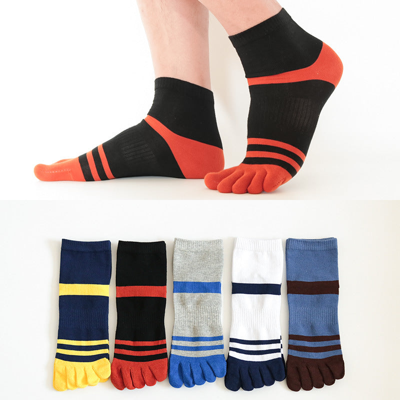 Five finger socks, cotton lines, four seasons, anti-absorbent, breathable sports, autumn, winter tube men, toe socks wholesale