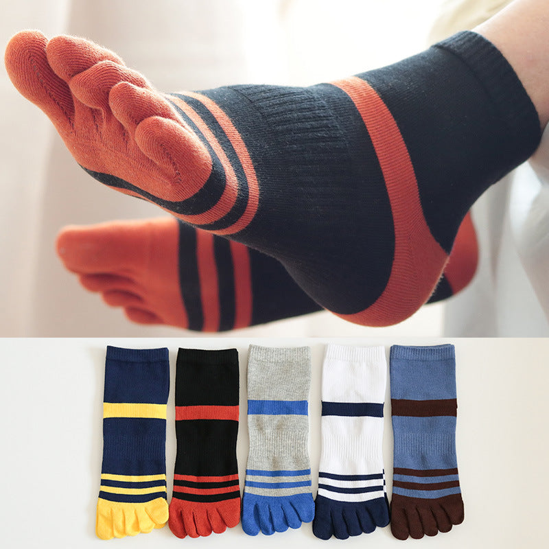 Five finger socks, cotton lines, four seasons, anti-absorbent, breathable sports, autumn, winter tube men, toe socks wholesale