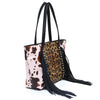 Large capacity rivet drill tassel bag leopard print with cow pattern shoulder bag side