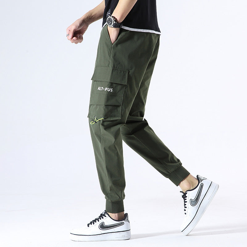 2021 autumn men's casual pants fashion trend workshop casual bucket men's trousers loose sports pants male