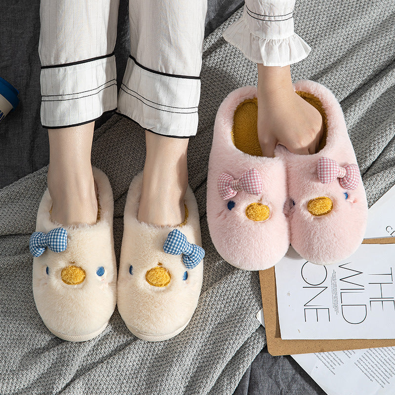 Cotton slippers late winter interior home month shoes bag head warm soft bottom non-slip cartoon plush slippers female