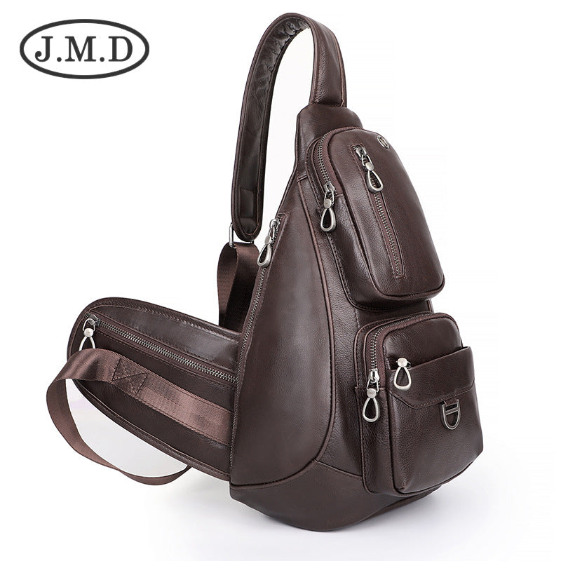 Jiameida leather chest bag male trend Messenger bag men's bag leather outdoor casual large capacity bag 4025