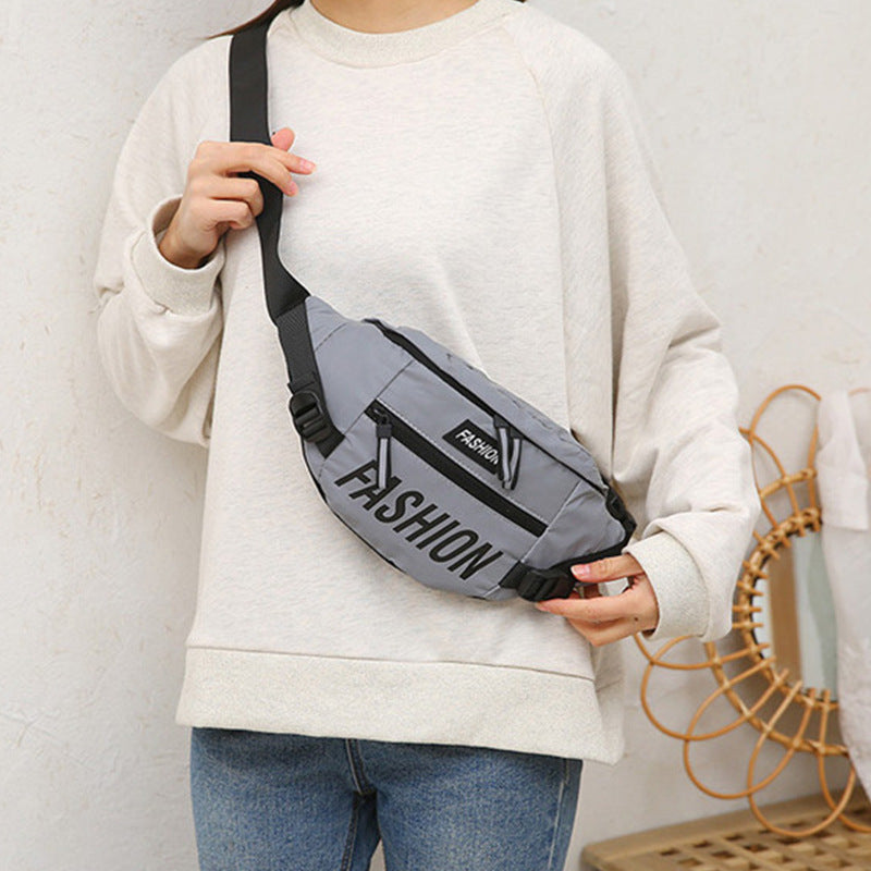 Autumn new students Messenger bag men's tide reflective chest bag multi-size small bag men and women casual Messenger bag