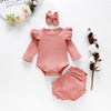 ins AliExpress Ebay Amazon wish explosion pit strip flying sleeve long-sleeved top shorts baby suit