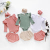 ins AliExpress Ebay Amazon wish explosion pit strip flying sleeve long-sleeved top shorts baby suit