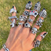 Silver Gothic Punk Graphic Rings