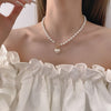 Pearl Heart Pendant Necklace Jewelry