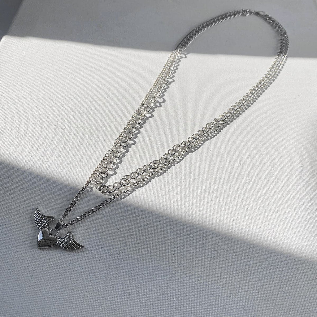 Silver Pendant Link Chain Necklace Jewelry