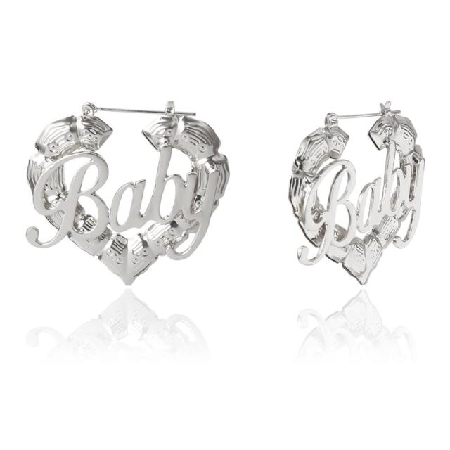 Y2K 'Baby' Heart-Shape Drop Earrings