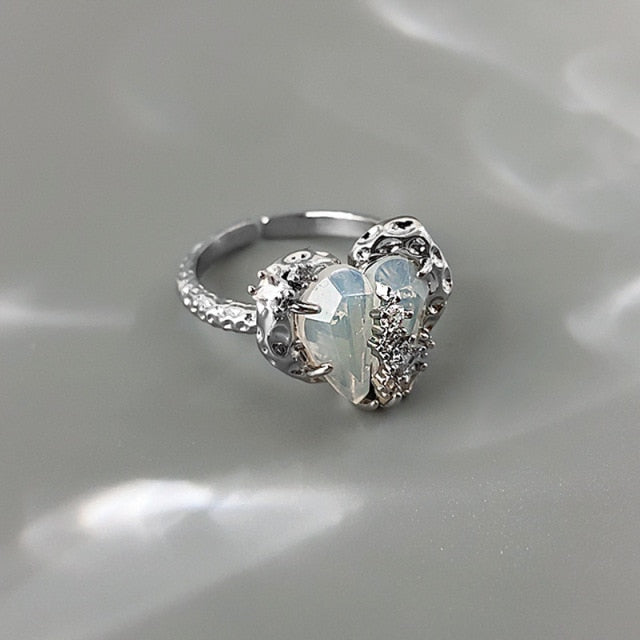 Silver Metal Heart-Shaped Ring